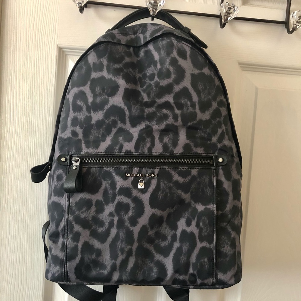 Michael Kors black leopard backpack